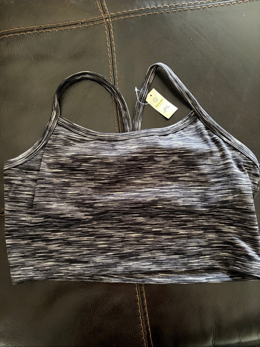 aerie Black and Gray Space-Dye Cropped Tank